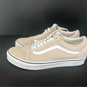 Vans Beige Low-Top Sneakers with White Side Stripe